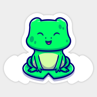 Cute Frog Sitting On A Leaf Sticker